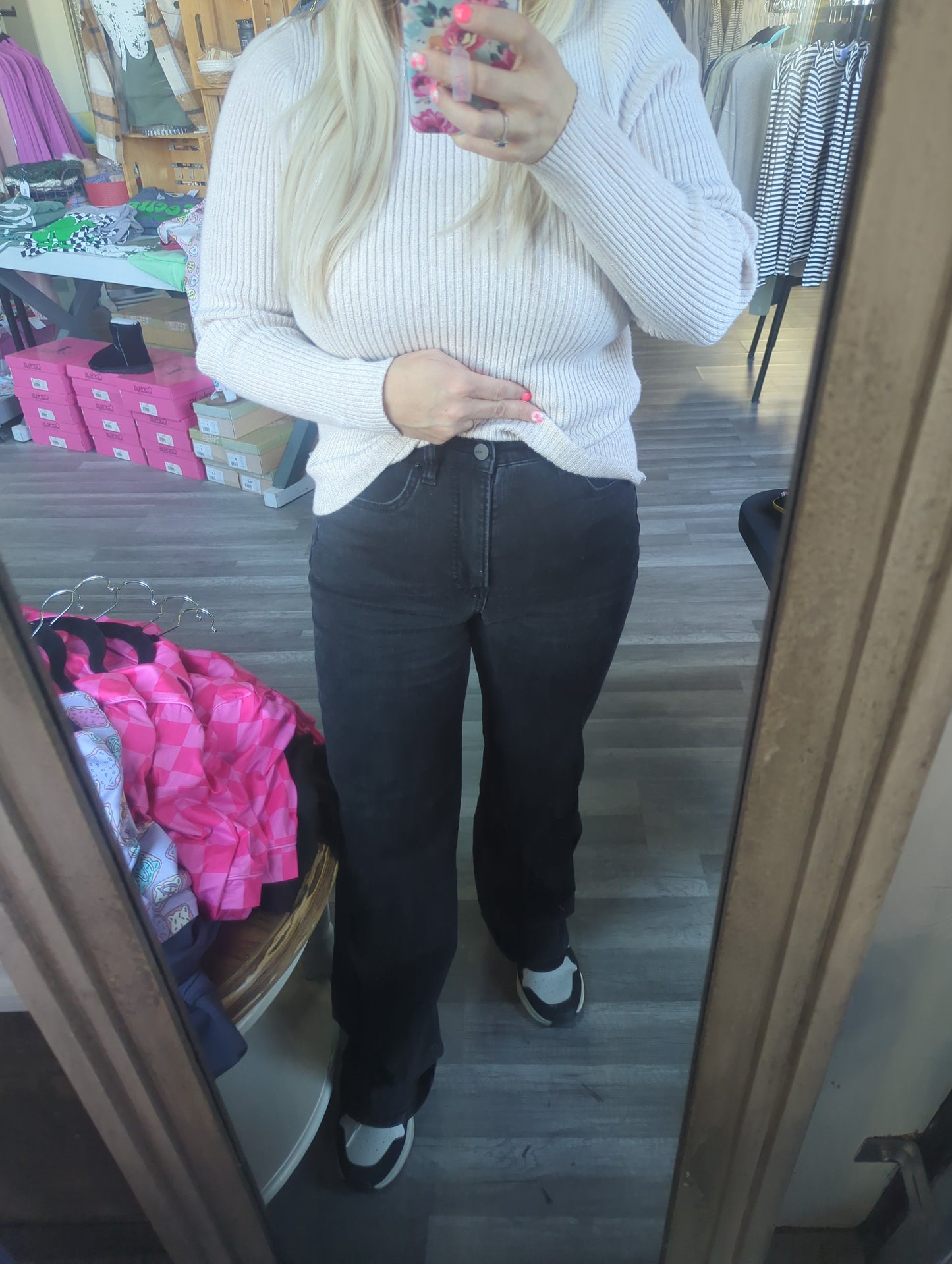 Mica Denim Wide Leg Straight - Black - In Store