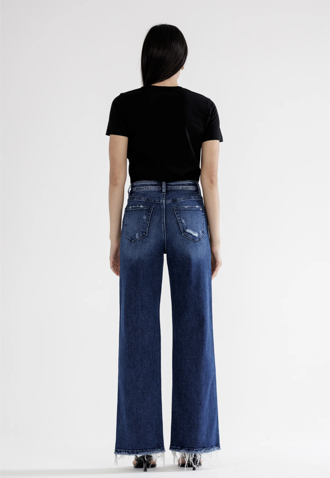 Mica Denim High Rise Front Seam Wide Leg - Dark Wash