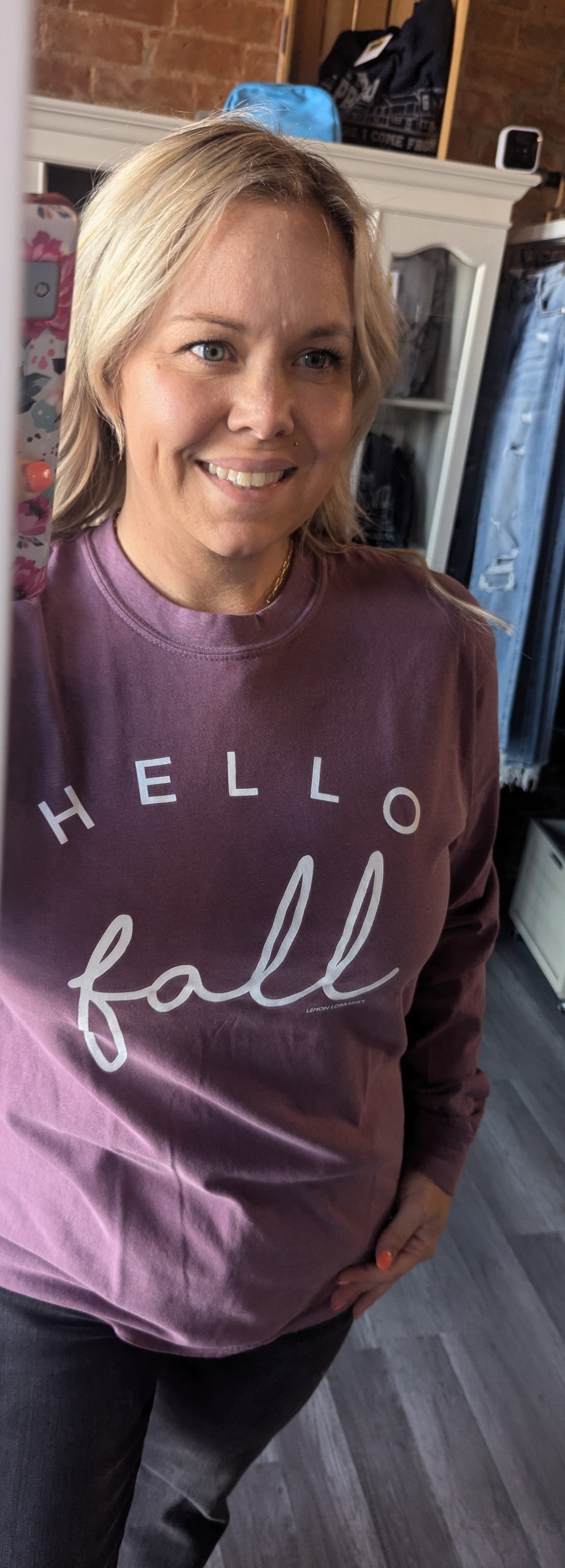 Hello Fall Long Sleeve - Plum