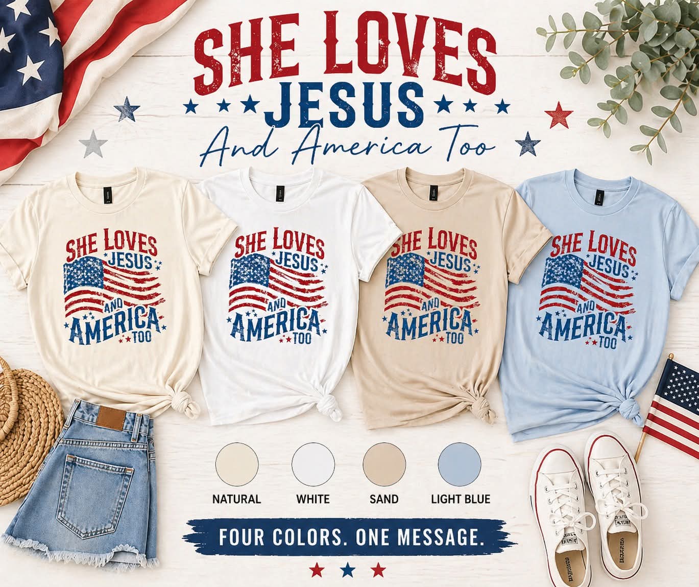 She Loves Jesus And America Too Graphic Tee ( Pre Order)