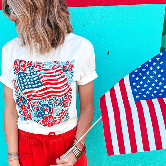 Flags & Flowers Graphic Tee (Pre Order)