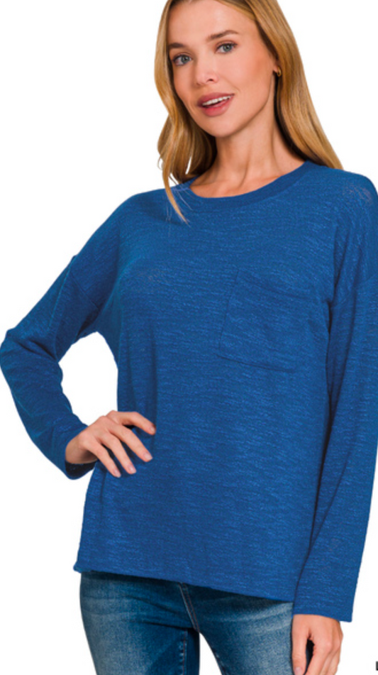 Nora - Hacci Long Sleeve - Navy Small Biz Sat #3