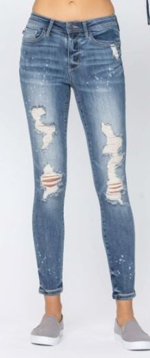 Judy Blue Skinny Bleach Distressed Jeans - 88197