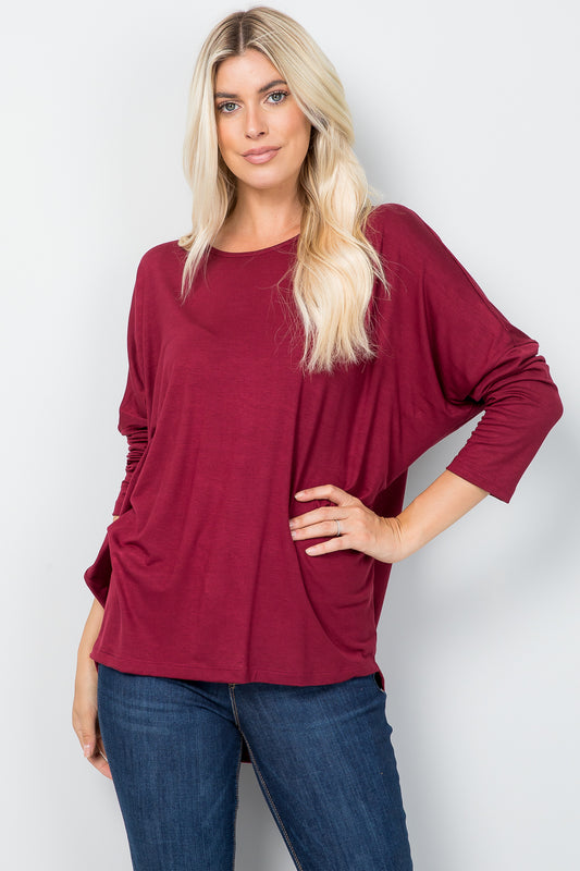 Be Stage Dolman in Black with Cut out In Burgundy