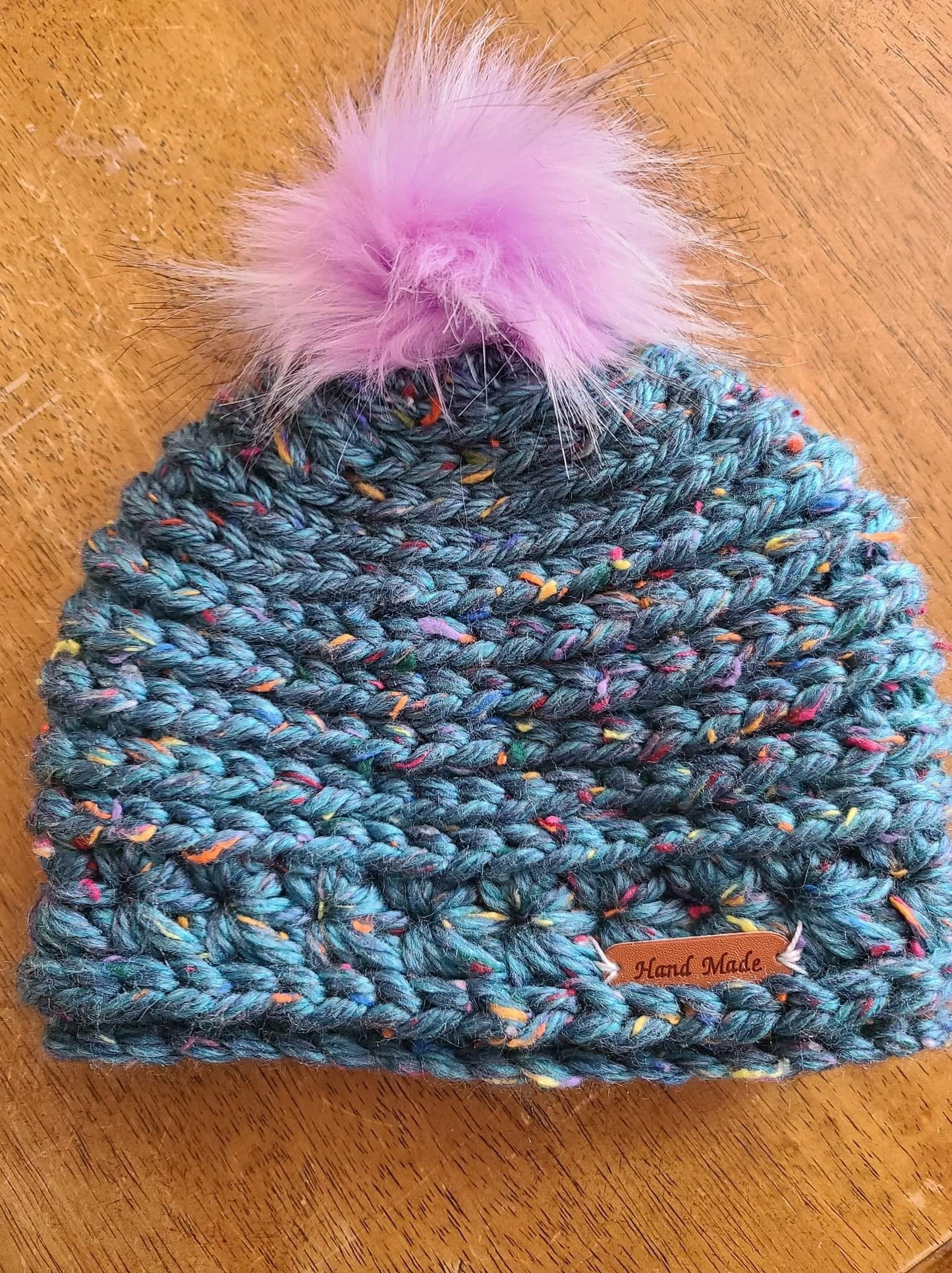 Handmade Knitted Hat with Poof IN STORE